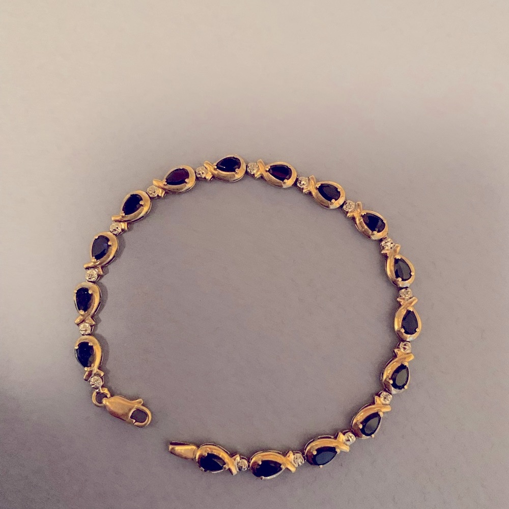Blue sapphire tennis bracelet with diamonds GREAT GRADUATION PRESENT